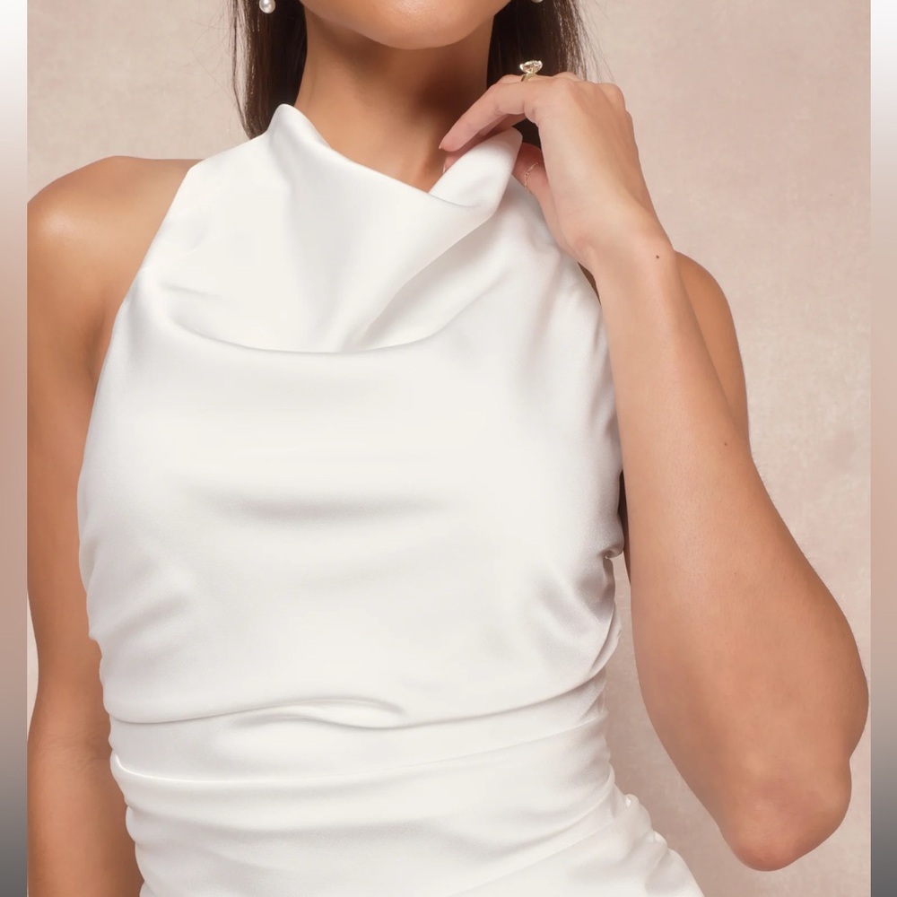 Lulu's Chic White Halter Dress